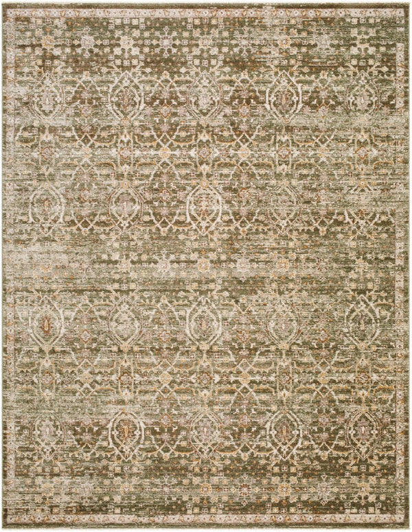 Livabliss Myrtle Avenue Floral Lattice Indoor Rug Botanical Green Polypropylene Living Room Olive, Taupe 7'10" x 10'2" GAMY2305-710102