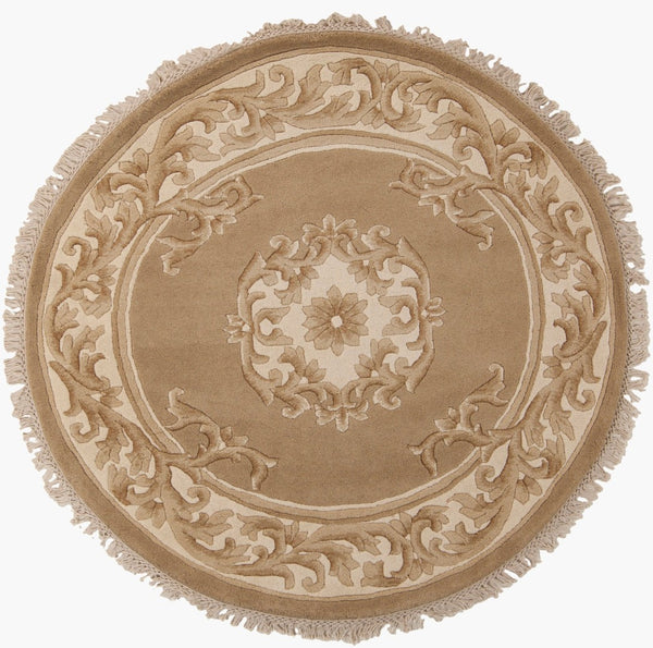 Surya Orphan Designs Handcrafted Area Rug with Natural Texture for Living Rooms and Bedrooms 5' x 5' Round GANESH-5RDGOLD