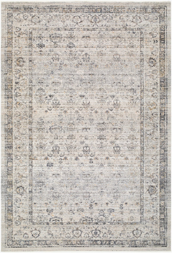 Livabliss Neiland Turkish Woven Polyester Area Rug with Fringe for Entryways and Patios Medium Gray, Bl 6'7" x 9'6" GANL2302-6796
