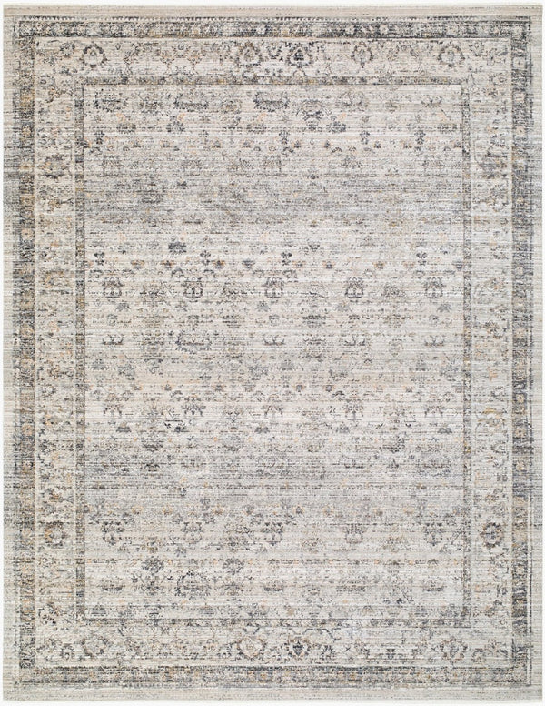 Livabliss Neiland Turkish Woven Polyester Area Rug with Fringe for Entryways and Patios Medium Gray, Bl 7'10" x 10' GANL2302-71010