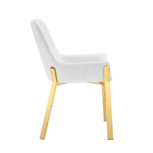 VIG Furniture Ganon Plush White Vegan Leather Dining Chair With Gold Stainless Steel Legs — Modern Comfort & Luxe Appeal VGGAGA-6736CH-WHT-GLD-DC