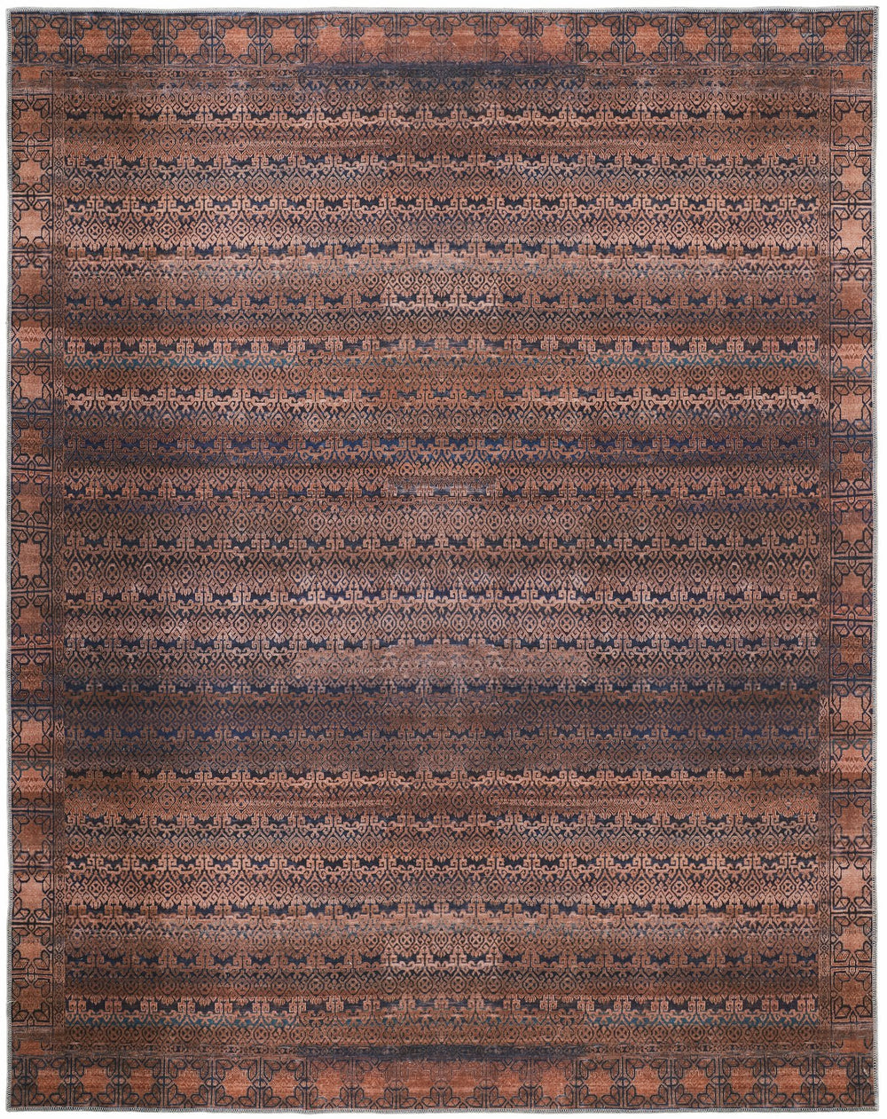 Feizy Rugs Voss Collection Bold Transitional Area Rug In Vibrant Colors For A Striking Home Aesthetic Red,Brown,Blue Polyester Vos39h4ftanblug21