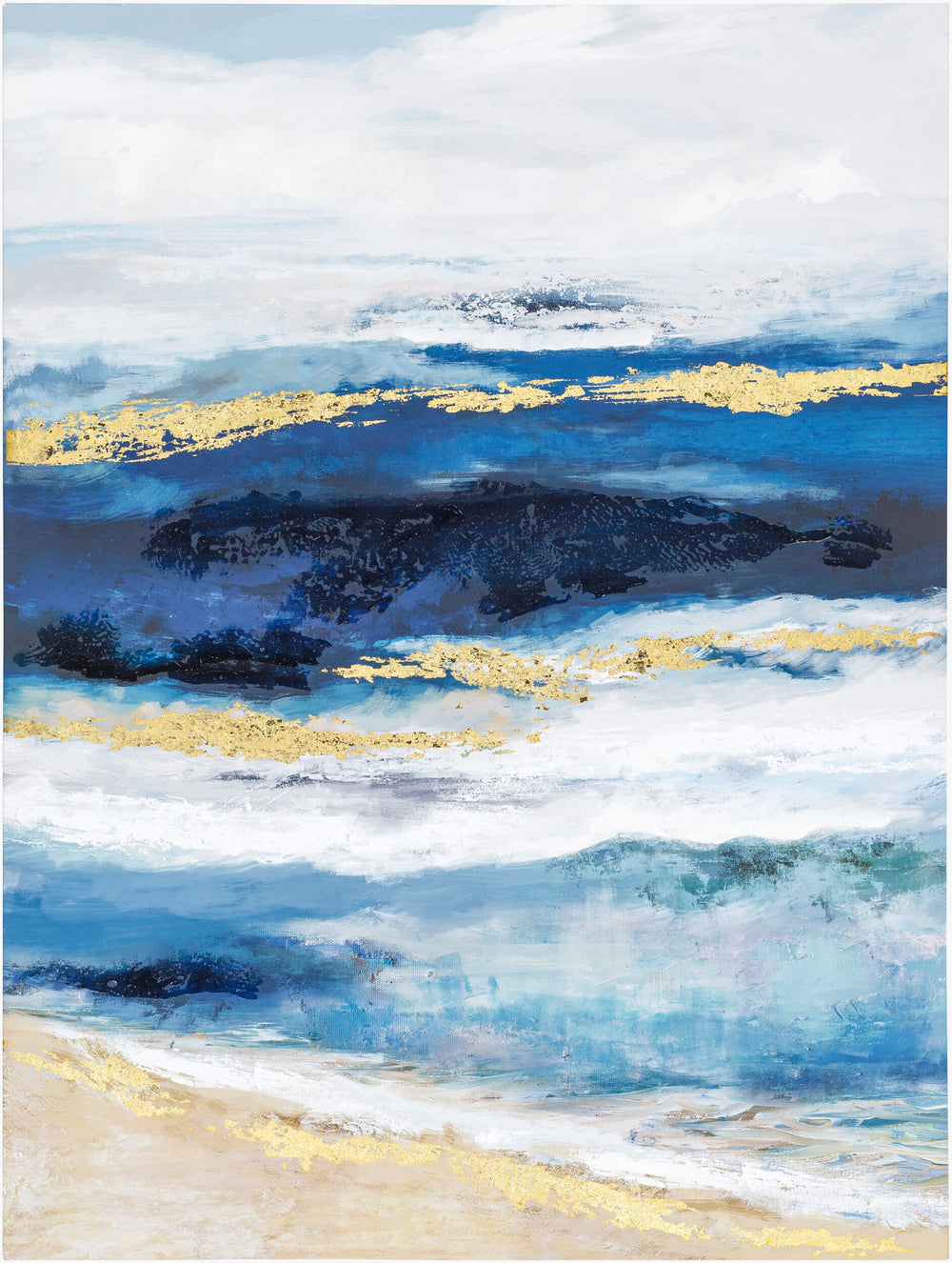 Surya Saagar Modern Canvas Art 48"H X 36"W - Elegant Wall Décor For Sophisticated Home Interiors Main, Blue Canvas Gar001-4836