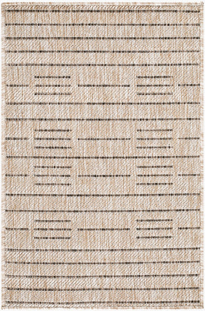 Livabliss Rye Modern Grid Polypropylene Indoor Outdoor Rug Turkish Woven for High Traffic Areas Tan, Dark Brown 2' x 2'11" GARY2300-2211