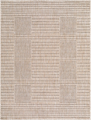Livabliss Rye Modern Grid Polypropylene Indoor Outdoor Rug Turkish Woven for High Traffic Areas Tan, Dark Brown 5'3" x 7' GARY2300-537