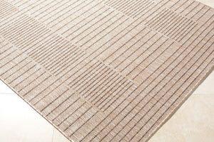 Livabliss Rye Modern Grid Polypropylene Indoor Outdoor Rug Turkish Woven for High Traffic Areas Tan, Dark Brown 2' x 2'11" GARY2300-2211