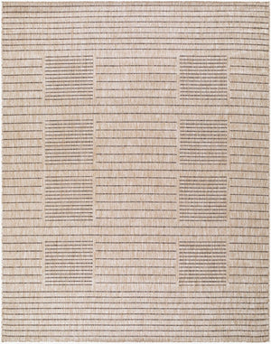 Livabliss Rye Modern Grid Polypropylene Indoor Outdoor Rug Turkish Woven for High Traffic Areas Tan, Dark Brown 7'10" x 10' GARY2300-71010