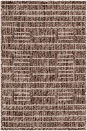 Livabliss Rye Polypropylene Indoor Outdoor Rug Turkish Woven Minimalist Geometric Entryway Mat Dark Brown, Tan 2'7" x 7'3" GARY2301-2773