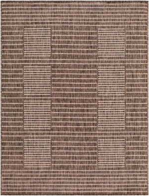 Livabliss Rye Polypropylene Indoor Outdoor Rug Turkish Woven Minimalist Geometric Entryway Mat Dark Brown, Tan 9'2" x 12' GARY2301-9212