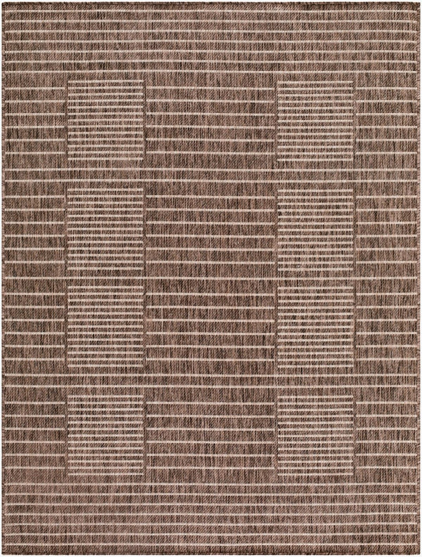 Livabliss Rye Polypropylene Indoor Outdoor Rug Turkish Woven Minimalist Geometric Entryway Mat Dark Brown, Tan 9'2" x 12' GARY2301-9212