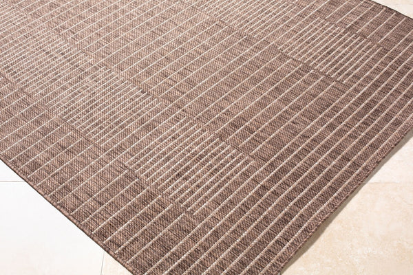 Livabliss Rye Polypropylene Indoor Outdoor Rug Turkish Woven Minimalist Geometric Entryway Mat Dark Brown, Tan 2'7" x 7'3" GARY2301-2773
