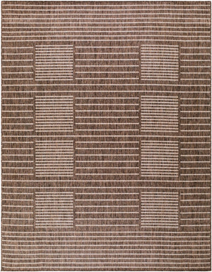 Livabliss Rye Polypropylene Indoor Outdoor Rug Turkish Woven Minimalist Geometric Entryway Mat Dark Brown, Tan 7'10" x 10' GARY2301-71010
