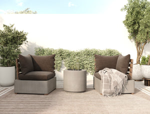 Vig Furniture Renava Garza Outdoor Concrete & Teak Corner Sofa – Chic Mid-century Modern Lounge For Patios! Grey  Vglbmodu-corner