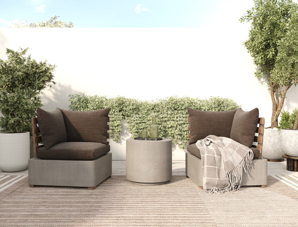 Vig Furniture Renava Garza Outdoor Concrete & Teak Corner Sofa – Chic Mid-century Modern Lounge For Patios! Grey  Vglbmodu-corner