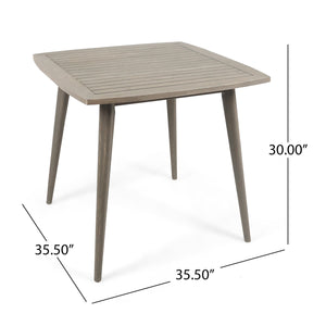 English Elm Indoor Solid Acacia Square Dining Table Mid-century Tapered Legs Teak Finish 63258.00GRY