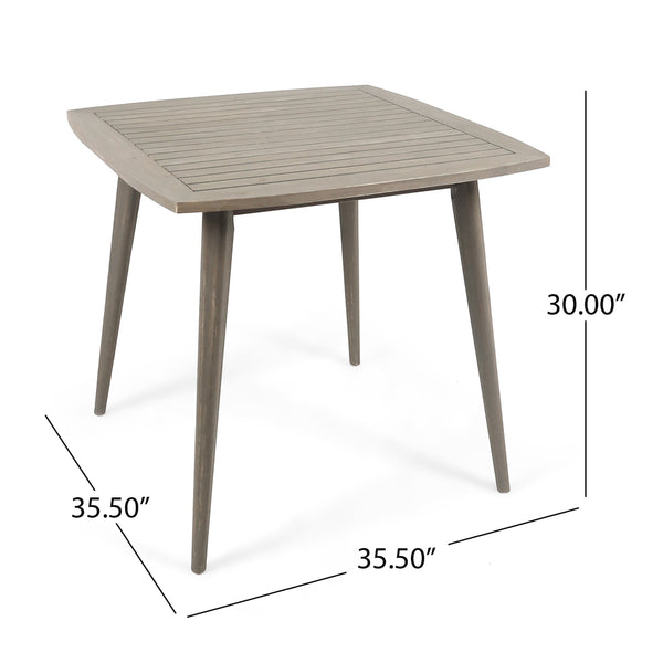 English Elm Indoor Solid Acacia Square Dining Table Mid-century Tapered Legs Teak Finish 63258.00GRY