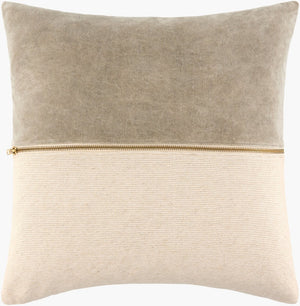 Livabliss San Marco Two-tone Linen Viscose Cotton Throw Pillow with Brass Zipper Seam Detail GASN002-2222D