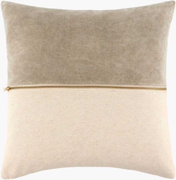 Livabliss San Marco Two-tone Linen Viscose Cotton Throw Pillow with Brass Zipper Seam Detail GASN002-2222D