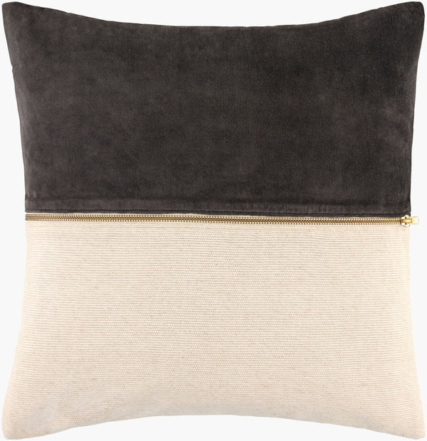 Livabliss San Marco Geometric Two-tone Accent Pillow Linen Blend with Brass Zipper Detail GASN003-2222