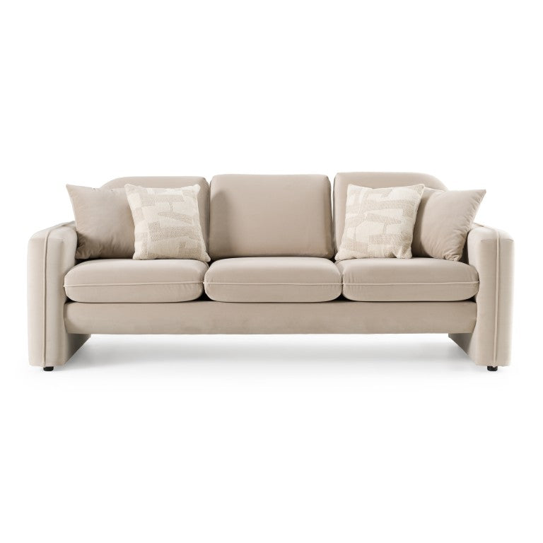 VIG Furniture Gaston Taupe Velvet Sofa With Gold Accents — Plush 3-Seat Modern Design, Foam Cushions & Pillows VGAH-AG1648-3-TPE