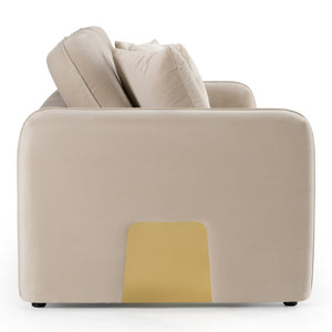 VIG Furniture Gaston Taupe Velvet Sofa With Gold Accents — Plush 3-Seat Modern Design, Foam Cushions & Pillows VGAH-AG1648-3-TPE