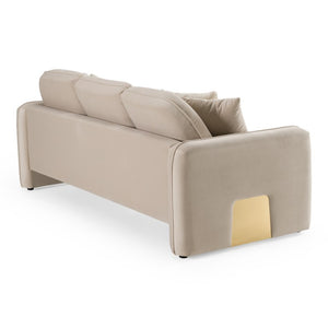 VIG Furniture Gaston Taupe Velvet Sofa With Gold Accents — Plush 3-Seat Modern Design, Foam Cushions & Pillows VGAH-AG1648-3-TPE