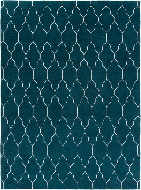Surya Gates Handmade 2' X 3' Wool Rug - Exquisite Indian Craftsmanship For Timeless Home Elegance! Deep Teal Wool Gat1013-811
