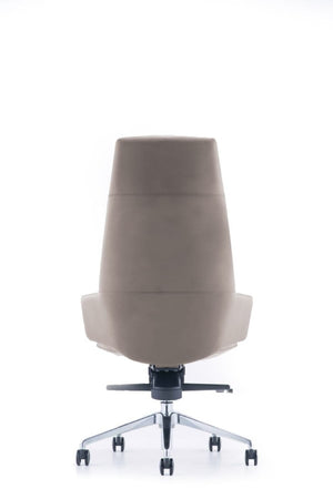 VIG Furniture Gates Executive Grey High-Back Office Chair With Vegan Leather, Ergonomic Tilt, Aluminum Base VGFUA1719-GRY-OC