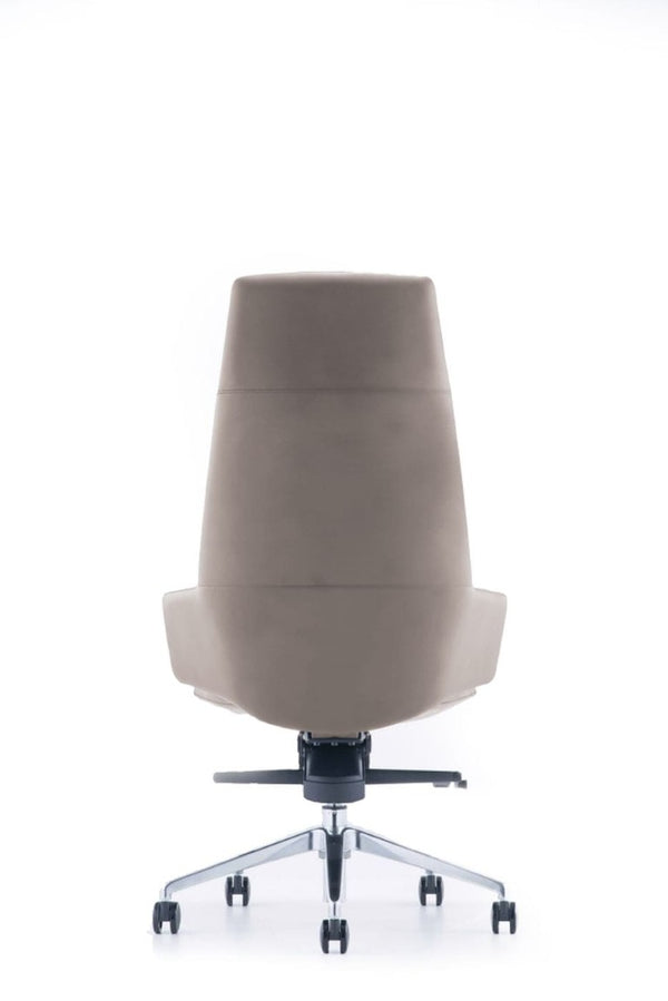 VIG Furniture Gates Executive Grey High-Back Office Chair With Vegan Leather, Ergonomic Tilt, Aluminum Base VGFUA1719-GRY-OC