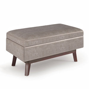 English Elm Owen - Stylish Mid-Century Small Rectangular Storage Ottoman In Distressed Grey Taupe Faux Leather B136P159199-GIGA