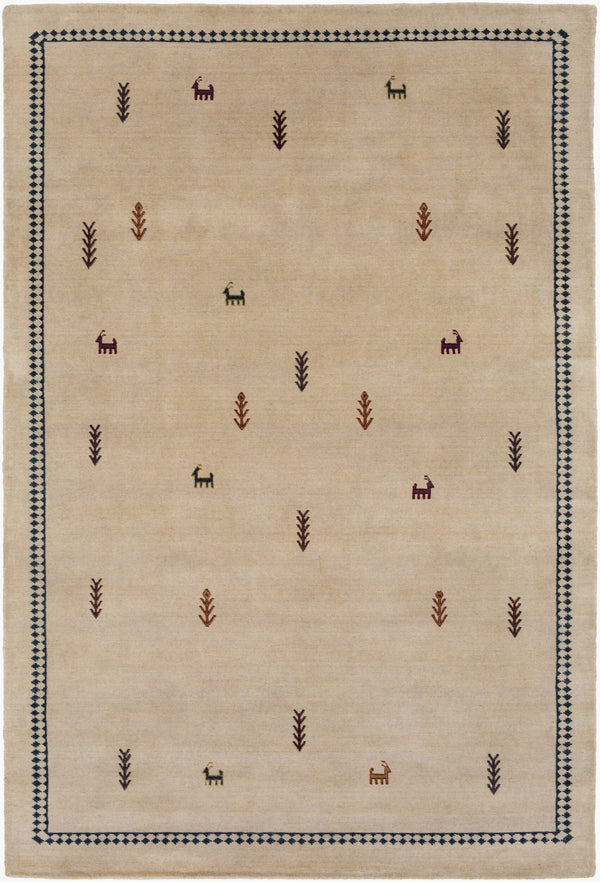 Surya Gava 2' X 3' Handmade Wool Rug - Elegant Indian Craftsmanship, Soft Medium Pile For Comfort & Style Wheat Wool Gav5003-576