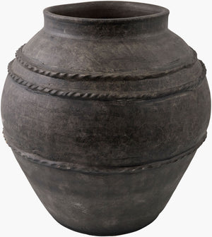 Livabliss Stevi Handcrafted Portuguese Terracotta Floor Vase Antiqued Ripple Artisan Statement Piece Gray 19"H x 18"W x 18"D GAVI001-191818