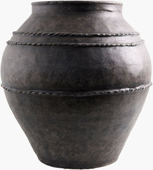 Livabliss Stevi Handcrafted Portuguese Terracotta Floor Vase Antiqued Ripple Artisan Statement Piece Gray 23"H x 22"W x 22"D GAVI001-232222
