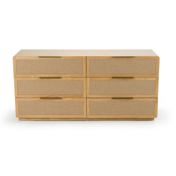 Vig Furniture Modrest Gavin - Elegant Natural Ash & Rattan Dresser With Soft-closing Drawers For Modern Homes Oak  Vgvc-j2411-d-nat