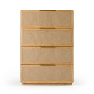 Vig Furniture Modrest Gavin - Elegant Natural Ash & Rattan Chest For Modern Bedrooms And Living Spaces Oak  Vgvc-j2411-4h-nat