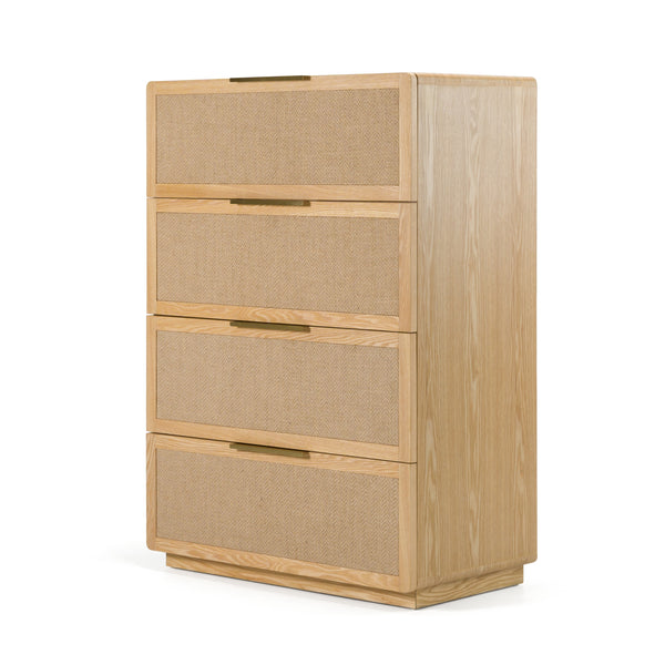 Vig Furniture Modrest Gavin - Elegant Natural Ash & Rattan Chest For Modern Bedrooms And Living Spaces Oak  Vgvc-j2411-4h-nat