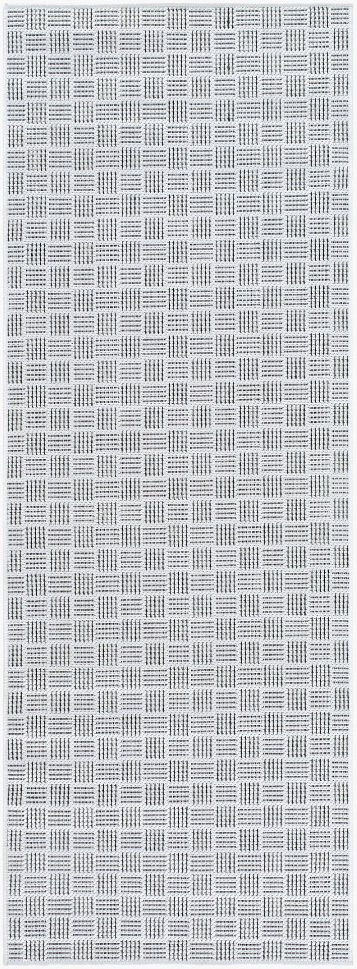 Livabliss Westport Machine Woven Polypropylene Outdoor Rug for Patio Entryway Modern Decor White, Black 2'7" x 7'3" GAWE2301-2773