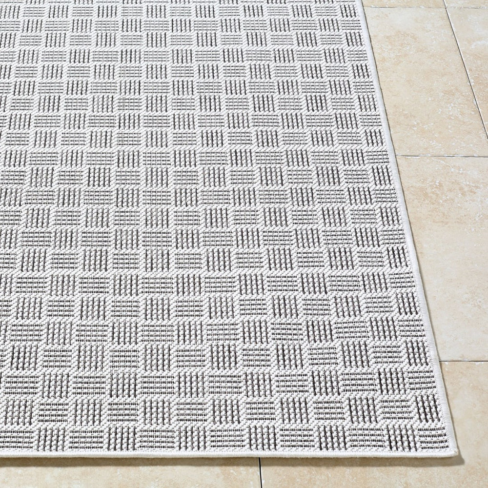 Livabliss Westport Machine Woven Polypropylene Outdoor Rug for Patio Entryway Modern Decor White, Black 2'7" x 7'3" GAWE2301-2773