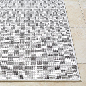 Livabliss Westport Machine Woven Polypropylene Outdoor Rug for Patio Entryway Modern Decor White, Black 2' x 2'11" GAWE2301-2211