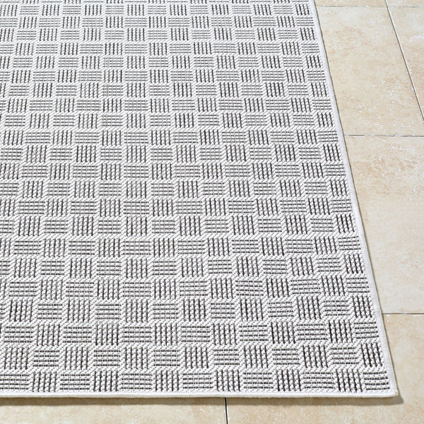 Livabliss Westport Machine Woven Polypropylene Outdoor Rug for Patio Entryway Modern Decor White, Black 2' x 2'11" GAWE2301-2211