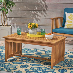 English Elm Christopher Knight Home® - CASA Acacia Coffee Table for Outdoor Patios — Stained Treated Wood, Compact Yet Spacious 40"W Brown+Antique Bronze 63307.00