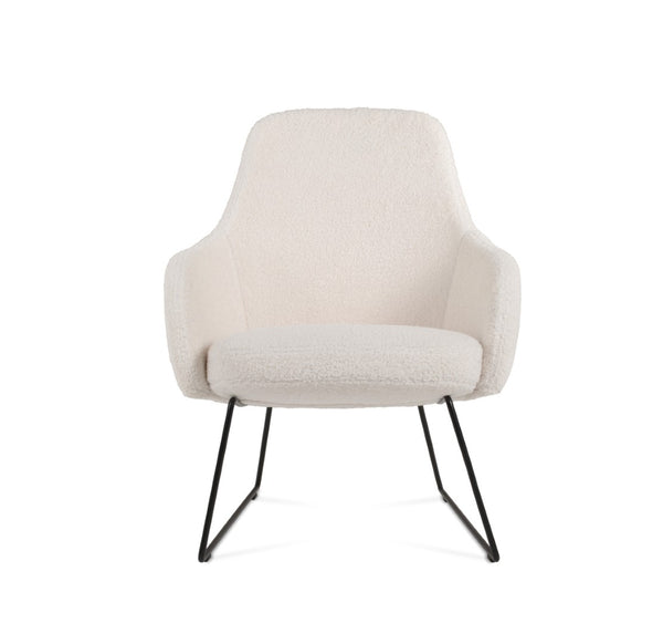 Soho Concept Gazel Lounge Chair In Premium Boucle Wool Fabric - 10-year Guarantee, Stylish Black & Dark Grey Off White  Soho-concept-dining-chair-12045