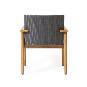 English Elm Christopher Knight Home® - BRYAN Teak Chat Set with Acacia Wood Frame & Wicker Seating — Loveseat, 2 Chairs, Coffee Table 73992.00GRY