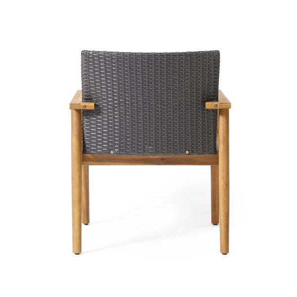 English Elm Christopher Knight Home® - BRYAN Teak Chat Set with Acacia Wood Frame & Wicker Seating — Loveseat, 2 Chairs, Coffee Table 73992.00GRY