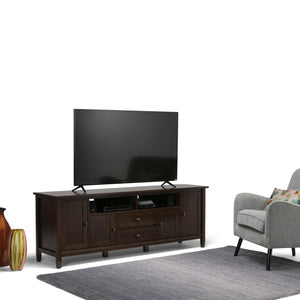English Elm Warm 72" Tv Media Stand - Handcrafted Tobacco Brown With Ample Storage & Elegant Shaker Design B136P159716-GIGA