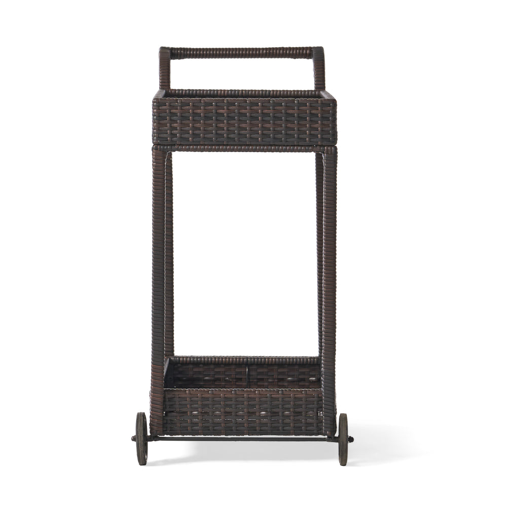 English Elm Savona Woven Resin Wicker Bar Cart with Rolling Casters for Patio or Living Room 56215.00MBRN