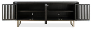Hooker Furniture Commerce Easton Oak Wood Tv Console with Slatted Doors for Living Room Decor 7228-55050-99