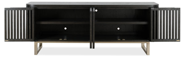 Hooker Furniture Commerce Easton Oak Wood Tv Console with Slatted Doors for Living Room Decor 7228-55050-99