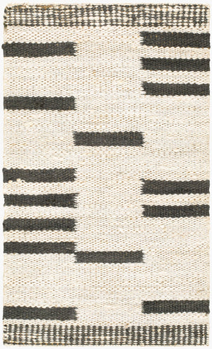 Livabliss Gabie Handwoven Jute Flatweave Rug Natural Fiber Artisan Crafted for Entryways Cream, Charcoal 2' x 3' GBE2301-23