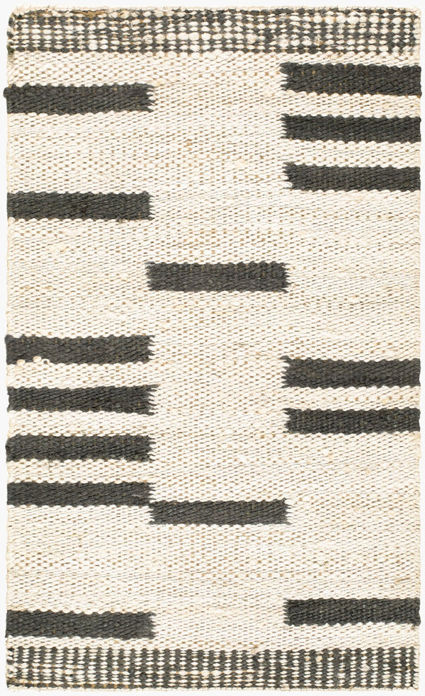 Livabliss Gabie Handwoven Jute Flatweave Rug Natural Fiber Artisan Crafted for Entryways Cream, Charcoal 2' x 3' GBE2301-23